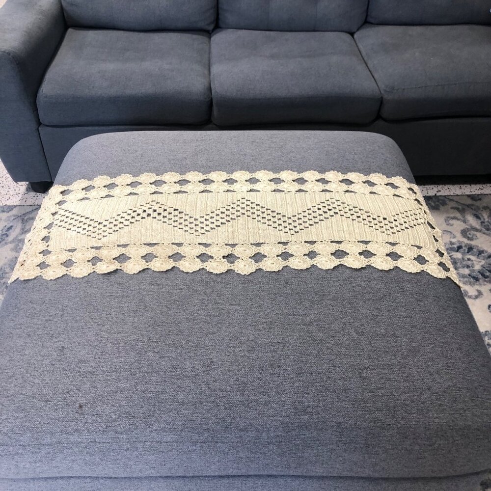 Vintage Lace Crochet Table Runner Or Sofa Accent - Picture 3 of 6